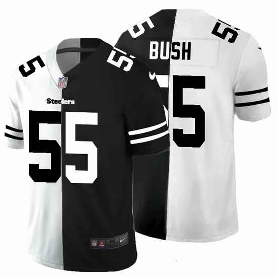 Pittsburgh Steelers 55 Devin Bush Men Black V White Peace Split Nike Vapor Untouchable Limited NFL Jersey